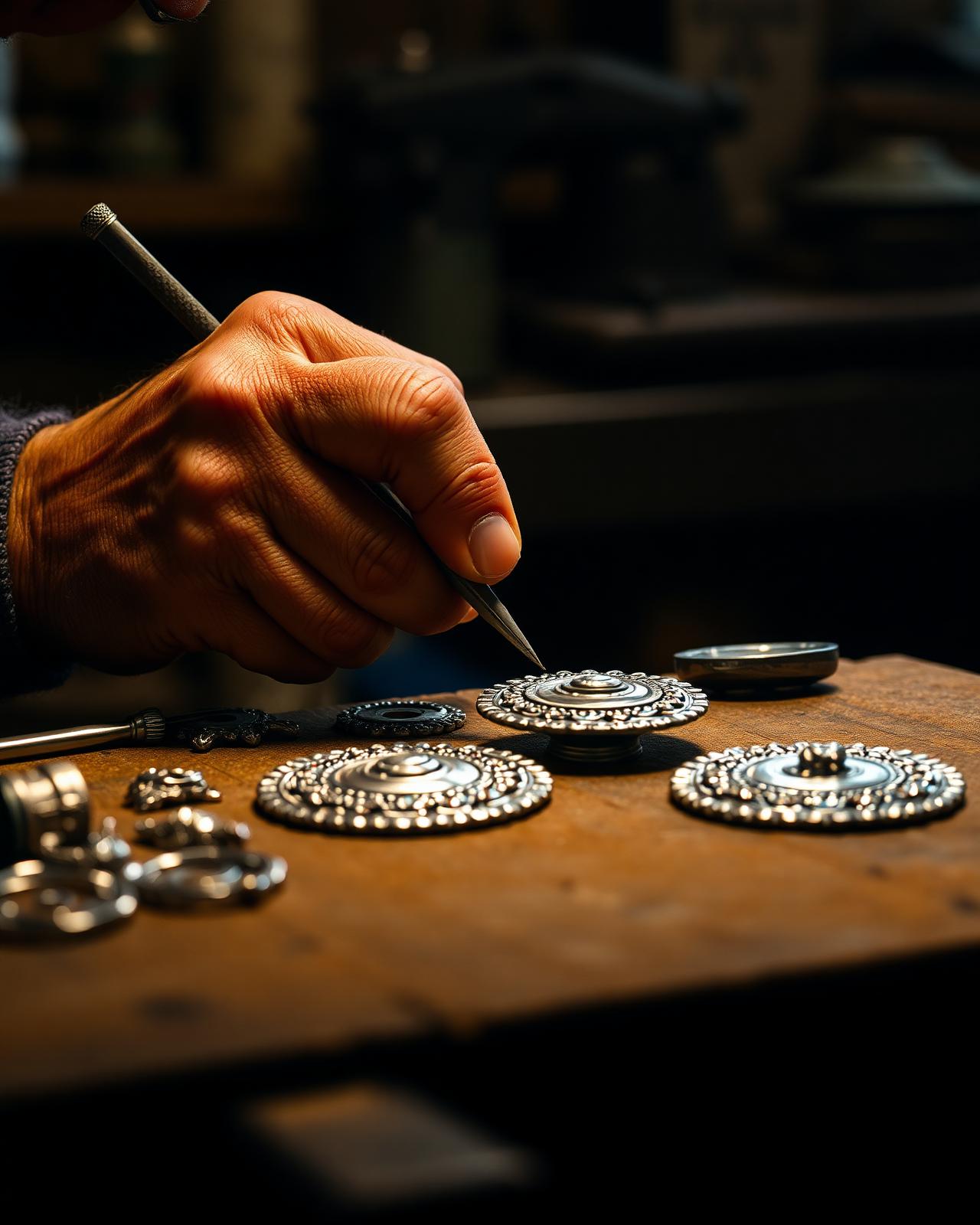Artisan silversmith at work